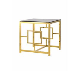 Журнальный столик 55*55 БРУКЛИН стекло smoke сталь золото | Интернет магазин мебели и декора LifeDekor