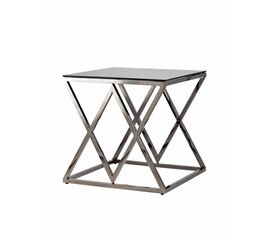 Журнальный стол 55*55 ИНСИГНИЯ сталь темный хром стекло smoke | Интернет магазин мебели и декора LifeDekor