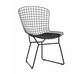 Стул обеденный Bertoia черный с черной подушкой | Интернет магазин мебели и декора LifeDekor