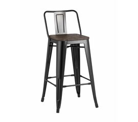 Стул полубарный TOLIX WOOD со спинкой черный глянцевый | Интернет магазин мебели и декора LifeDekor