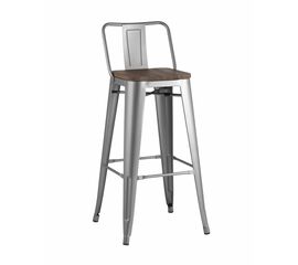 Стул полубарный TOLIX WOOD со спинкой серебристый матовый | Интернет магазин мебели и декора LifeDekor