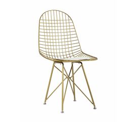 Стул обеденный Eiffel золотой с белой подушкой | Интернет магазин мебели и декора LifeDekor