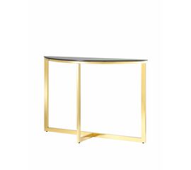 Консоль полукруглая АЛЬБА 115*30 золото стекло черное | Интернет магазин мебели и декора LifeDekor