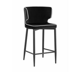 Стул полубарный Матео с кантом велюр черный | Интернет магазин мебели и декора LifeDekor