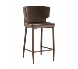 Стул полубарный Матео с кантом велюр коричневый ножки дерево | Интернет магазин мебели и декора LifeDekor