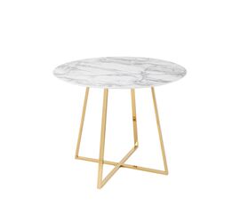 Стол обеденный Дакота 100*100 белый мрамор ножки золото | Интернет магазин мебели и декора LifeDekor
