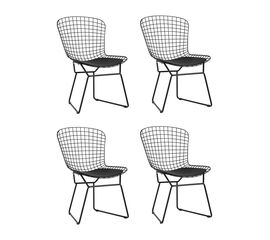 Стул обеденный Bertoia черный с черной подушкой 4 шт | Интернет магазин мебели и декора LifeDekor