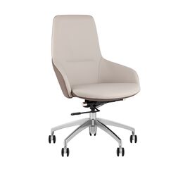 Кресло офисное TopChairs Soulo светло-серый, коричневый | Интернет магазин мебели и декора LifeDekor