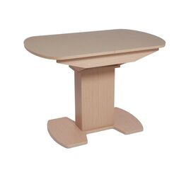 Стол "Корсика 110 " (110/141,5 х 70/стекло MATTE каппучино/пленка Дуб выбеленный/ЛДСП Дуб выбеленный) | Интернет магазин мебели и декора LifeDekor