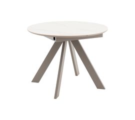 Стол круглый Миндель D100 столешница керамика белый глянец, основание металл латте | Интернет магазин мебели и декора LifeDekor