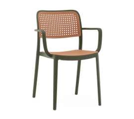 Стул Yona пластиковый с подлокотниками зелёный | Интернет магазин мебели и декора LifeDekor
