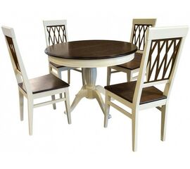 Обеденная группа (Стол Леонардо-1 и 4 стула Кристиан), слоновая кость+орех темный | Интернет магазин мебели и декора LifeDekor