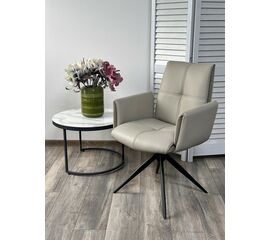 Стул STIG 360 град. поворот.  HF017-11 / HF017-12 Бежевый, экокожа / Черный каркас, ®DISAUR | Интернет магазин мебели и декора LifeDekor