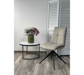 Стул VIGGE 360 град. поворот.  HF017-11 / HF017-12 Бежевый, экокожа / Черный каркас, ®DISAUR | Интернет магазин мебели и декора LifeDekor