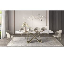 Стол PALACIO 180  GLOSS GRAND JADE,керамика на стекле/ Шампань, ®DISAUR | Интернет магазин мебели и декора LifeDekor