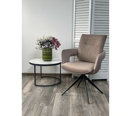 Стул KINNET 360 град. поворот.  MOHAIR-440 / CASTEL-20 Шоколадный,ткань/ Тем.-серый каркас, ®DISAUR | Интернет магазин мебели и декора LifeDekor
