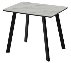 Стол ТИК ТАК 90  Белый мрамор MATTE, керамика / Черный каркас М-City | Интернет магазин мебели и декора LifeDekor