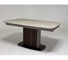 Стол DAGFINN 160 IVORY TRAVERTINE SOLID CERAMIC / Кофе / Орех, ®DISAUR | Интернет магазин мебели и декора LifeDekor