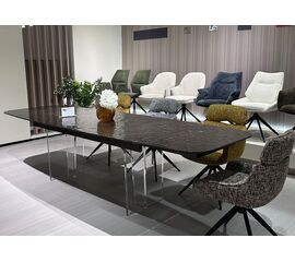 Стол LAURITS 200 GREY, стекло BUBBLE  / Прозрачный каркас ®DISAUR | Интернет магазин мебели и декора LifeDekor