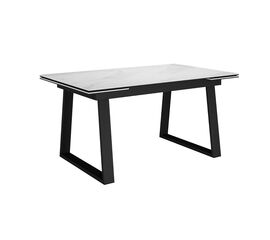 Стол DikLine DKZ160 Керамика Tianshan White (белый полуглянец)/подстолье черное/опоры черные (2 уп.) | Интернет магазин мебели и декора LifeDekor