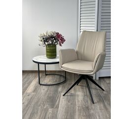 Стул YOZEF 360 град. поворот. HF017-02 Бежевый, экокожа / Черный, ®DISAUR | Интернет магазин мебели и декора LifeDekor