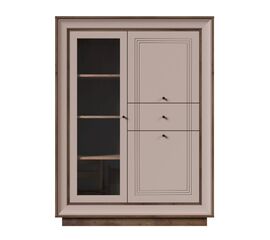 Шкаф с витриной «Прато» низкий, таксония шоколад/кофе с молоком | Интернет магазин мебели и декора LifeDekor