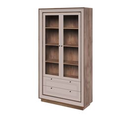 Шкаф с витриной «Прато» 2дв, таксония шоколад/кофе с молоком | Интернет магазин мебели и декора LifeDekor