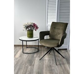 Стул KINNET 360 град. поворот.  MOHAIR-353 / CASTEL-39 Зеленый,ткань/ Тем.-серый каркас, ®DISAUR | Интернет магазин мебели и декора LifeDekor