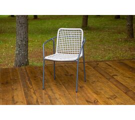 "Тунис" стул плетеный из роупа, каркас алюминий темно-серый (RAL7024), роуп светло-серый | Интернет магазин мебели и декора LifeDekor