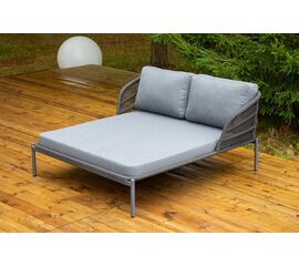 "Позитано" лежак плетеный из роупа, каркас алюминий темно-серый (RAL7024) муар, роуп темно-серый круглый, ткань темно-серая 027 | Интернет магазин мебели и декора LifeDekor