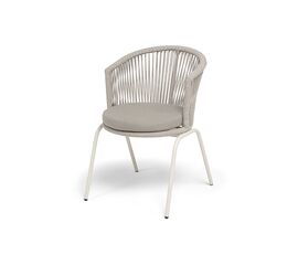 "Люксембург" стул плетеный из роупа, каркас из стали (RAL1013) муар, роуп бежевый круглый, ткань бежевая 15052 | Интернет магазин мебели и декора LifeDekor