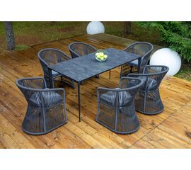 "Романо" обеденная группа на 6 персон, каркас темно-серый, роуп темно-серый | Интернет магазин мебели и декора LifeDekor