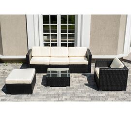 "Даллас" лаунж-зона из искусственного ротанга на 5 персон, цвет черный | Интернет магазин мебели и декора LifeDekor
