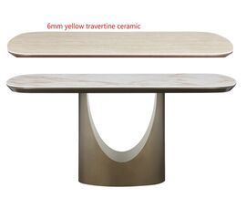 Стол CRESPO 180  TRAVERTINE CA086, керамика / Золотой, ®DISAUR | Интернет магазин мебели и декора LifeDekor