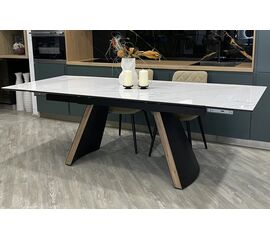 Стол РАНДЕВУ 160 БЕЛЫЙ МРАМОР МАТОВЫЙ 9806035 , керамика / Черный, Орех эко, М-City | Интернет магазин мебели и декора LifeDekor