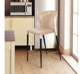 Стул полубарный Albert, бархат бежевый 5/опора конус | Интернет магазин мебели и декора LifeDekor