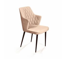 Стул с подлокотниками Hunt ромб, бархат бежевый 5 / чёрный конус | Интернет магазин мебели и декора LifeDekor