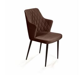 Стул с подлокотниками Hunt ромб, бархат коричневый 12 / чёрный конус | Интернет магазин мебели и декора LifeDekor