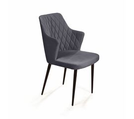 Стул с подлокотниками Hunt ромб, бархат серый 27 / чёрный конус | Интернет магазин мебели и декора LifeDekor