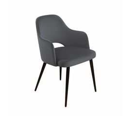 Стул William с подлокотниками, бархат серый 27/ черный конус | Интернет магазин мебели и декора LifeDekor