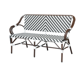 "Кабри" диван двухместный плетенный из искусственного ротанга, цвет черно-белый | Интернет магазин мебели и декора LifeDekor