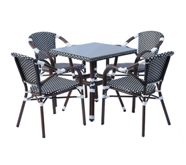 "Кабри" обеденная группа плетеная на 4 персоны, цвет черно-белый | Интернет магазин мебели и декора LifeDekor