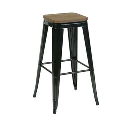 Стул барный TOLIX черный глянцевый + темное дерево KD | Интернет магазин мебели и декора LifeDekor