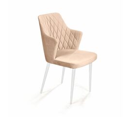 Стул с подлокотниками Hunt ромб, бархат бежевый 5 / белый конус | Интернет магазин мебели и декора LifeDekor