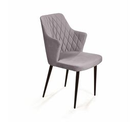 Стул с подлокотниками Hunt ромб, бархат светло-серый 26 / чёрный конус | Интернет магазин мебели и декора LifeDekor