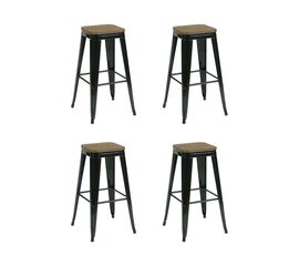 Стул барный TOLIX черный глянцевый + темное дерево KD 4 шт. | Интернет магазин мебели и декора LifeDekor