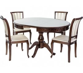 Обеденная группа (Стол Фабрицио-1 Glass и 4 стула Кабриоль. Комби 6) | Интернет магазин мебели и декора LifeDekor