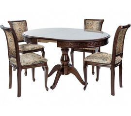 Обеденная группа (Стол Фабрицио-1 Glass и 4 стула Кабриоль), орех темный | Интернет магазин мебели и декора LifeDekor