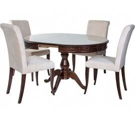 Обеденная группа (Стол Фабрицио-1 Glass и 4 стула Помпей Люкс), орех темный | Интернет магазин мебели и декора LifeDekor