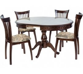 Обеденная группа (Стол Фабрицио-1 Glass и 4 стула Тулон), орех темный | Интернет магазин мебели и декора LifeDekor